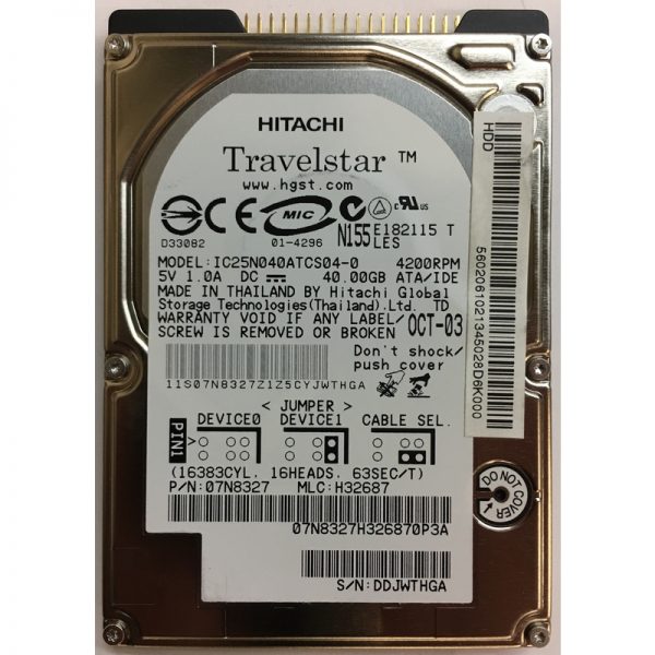 IC25N040ATCS04-0 - IBM 40GB 4200 RPM IDE 2.5" HDD