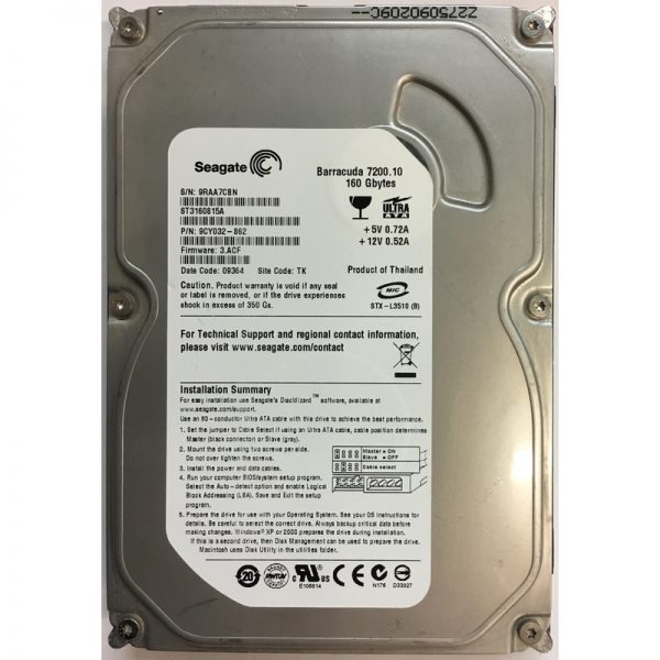 9CY032-862 - Seagate 160GB 7200 RPM IDE 3.5" HDD