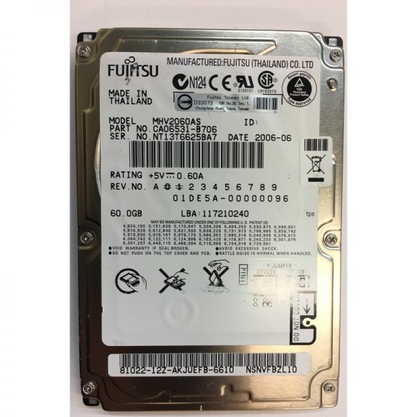 MHV2060AS - Fujitsu 60GB 5400 RPM IDE  2.5" HDD