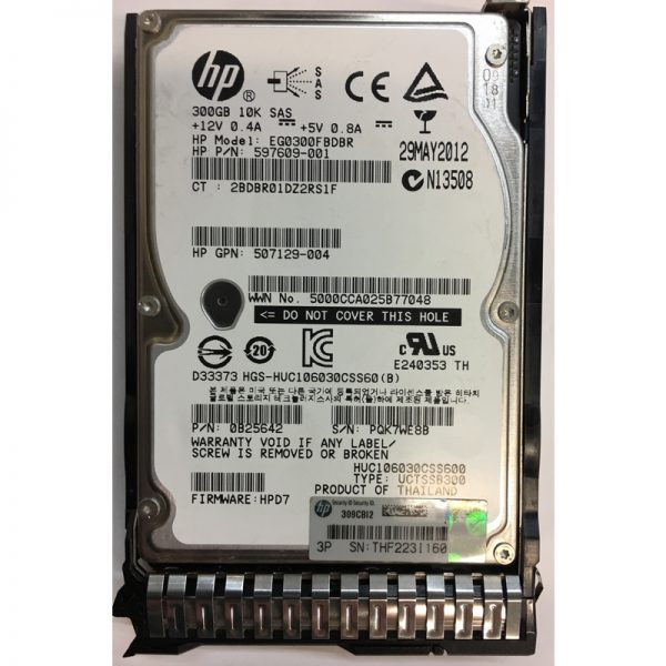 597609-001 - HP 300GB 10K RPM SAS 2.5" HDD w/ tray