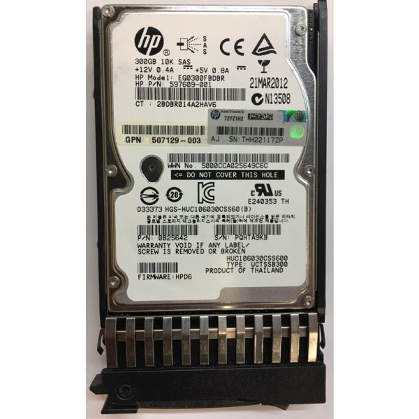 507129-003 - HP 300GB 10K RPM SAS 2.5" HDD w/ tray