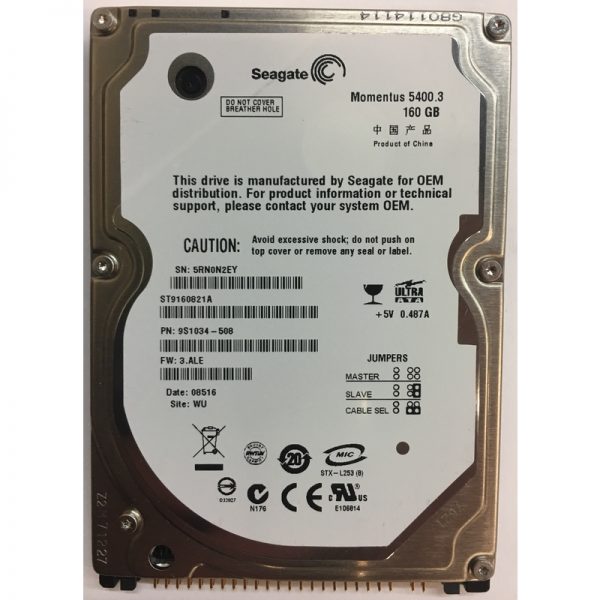 ST9160821A - Seagate 160GB 5400 RPM IDE 2.5" HDD