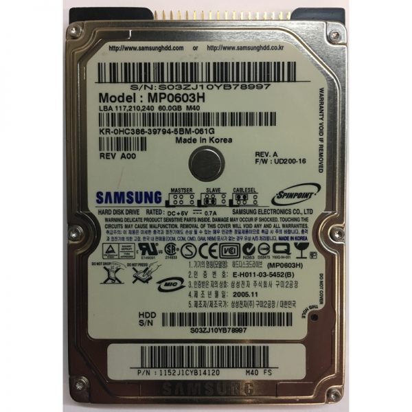 HC386 - Dell 60GB 5400 RPM IDE 2.5" HDD