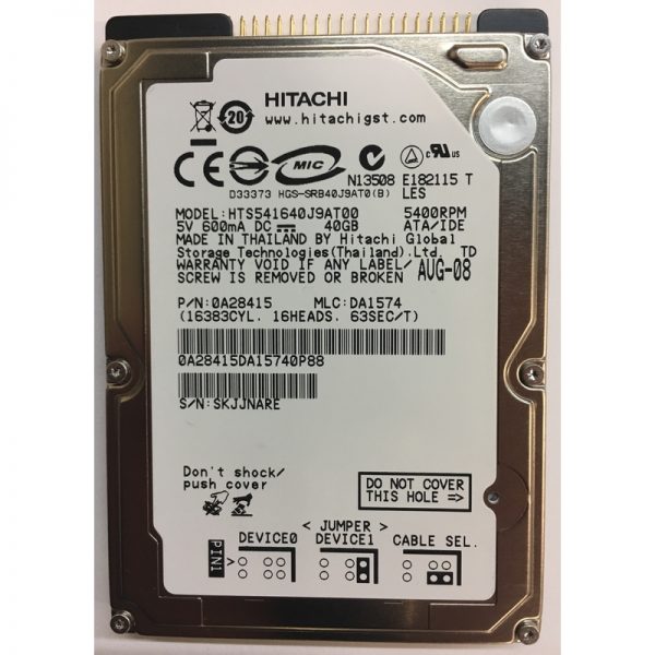 HTS541640J9AT00 - Hitachi 40GB 5400 RPM IDE 2.5" HDD