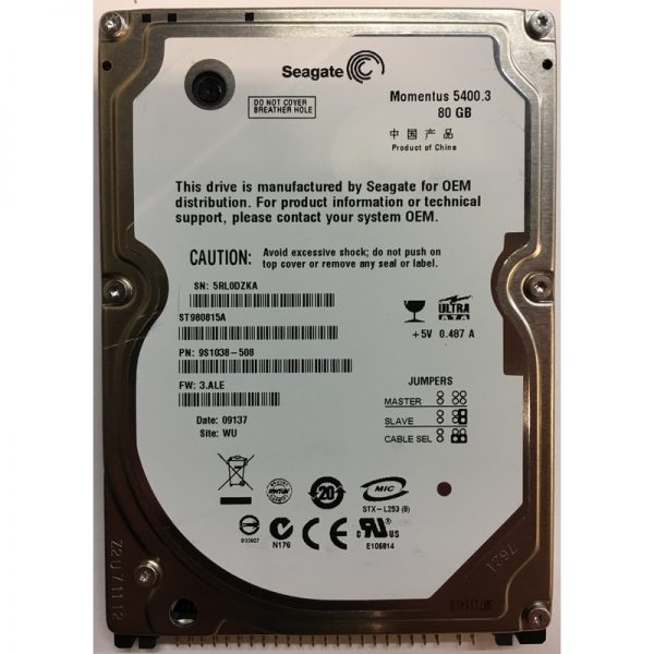 ST980815A - Seagate 80GB 5400 RPM IDE 2.5" HDD