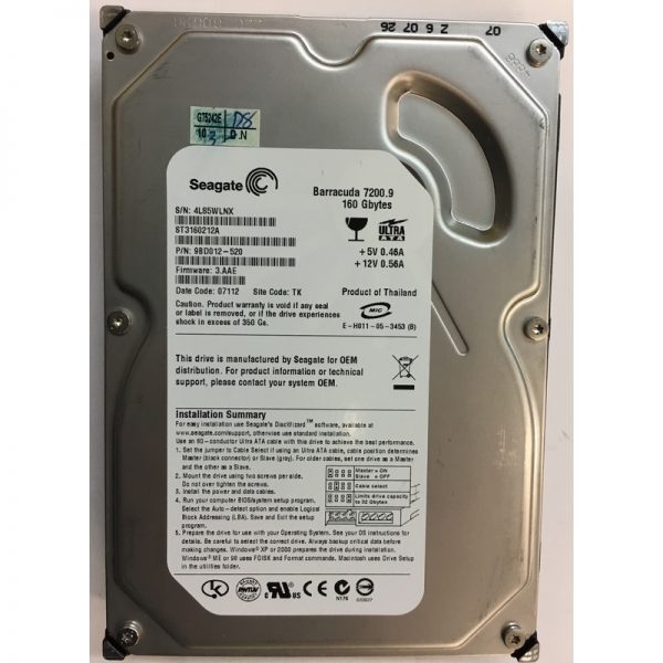 9BD012-520 - Seagate 160GB 7200 RPM IDE 3.5" HDD