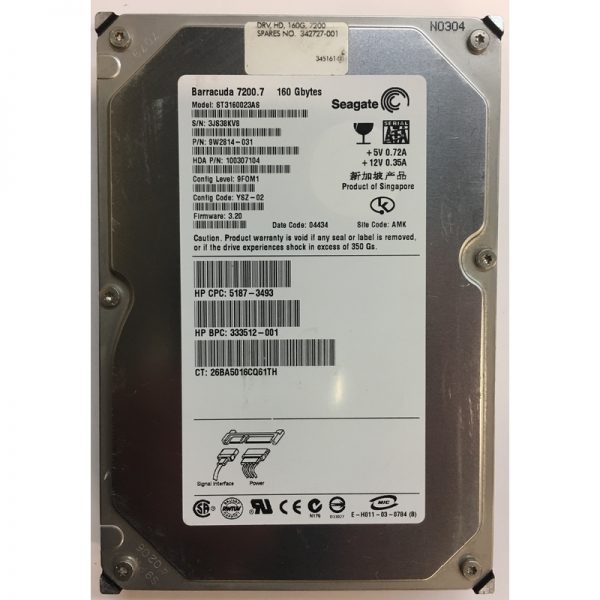 333512-001 - HP 160GB 7200 RPM SATA 3.5" HDD