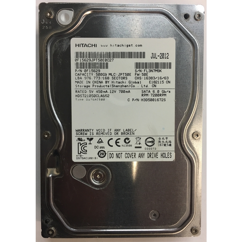 HDS721050CLA662 – Hitachi 500GB 7200 RPM SATA 3.5″ HDD HDS721050CLA662 – Hitachi 500GB 7200 RPM SATA 3.5″ HDD