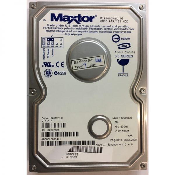 4R080L06214L1 - Maxtor 80GB 5400 RPM IDE 3.5" HDD