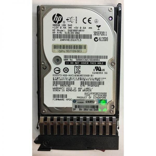 518194-002 - HP 300GB 10K RPM SAS 2.5" HDD w/ tray
