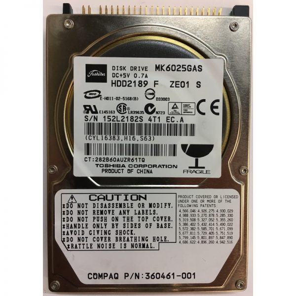 HDD2189F - Toshiba 60GB 4200 RPM IDE 2.5" HDD