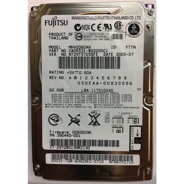 390445-001 - HP 60GB 5400 RPM IDE  2.5" HDD