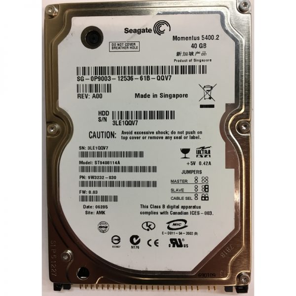 ST9408114A - Seagate 40GB 5400 RPM IDE 2.5" HDD