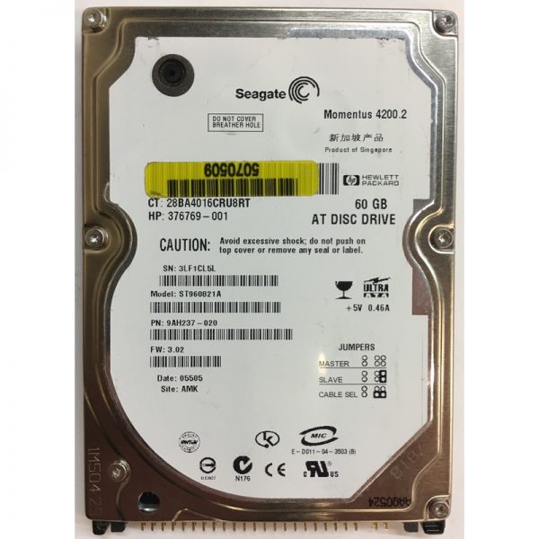 9AH237-020 - Seagate 60GB 4200 RPM IDE 2.5" HDD