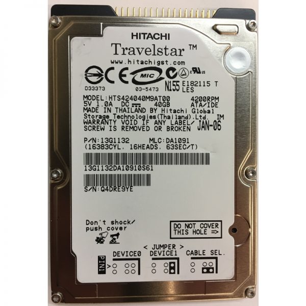 13G1132 - Hitachi 40GB 4200 RPM IDE 2.5" HDD