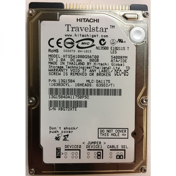 13G1584 - Hitachi 80GB 5400 RPM IDE 2.5" HDD