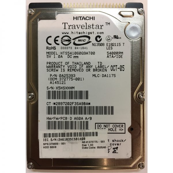 379809-001 - HP 60GB 5400 RPM IDE 2.5" HDD