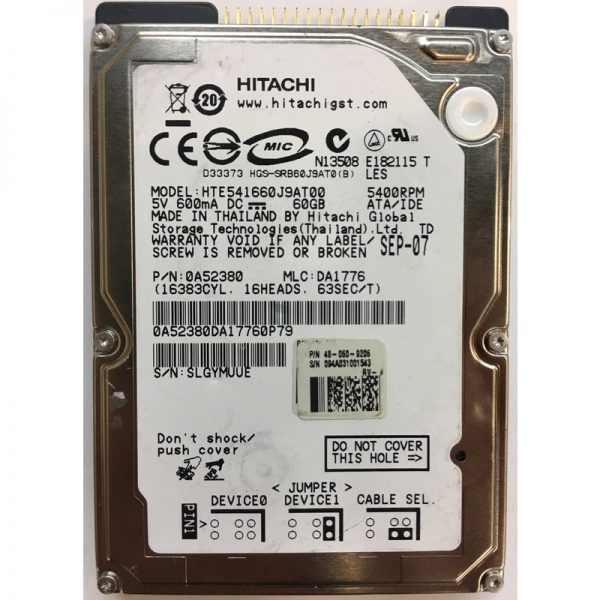 0A52380 - Hitachi 60GB 5400 RPM IDE 2.5" HDD