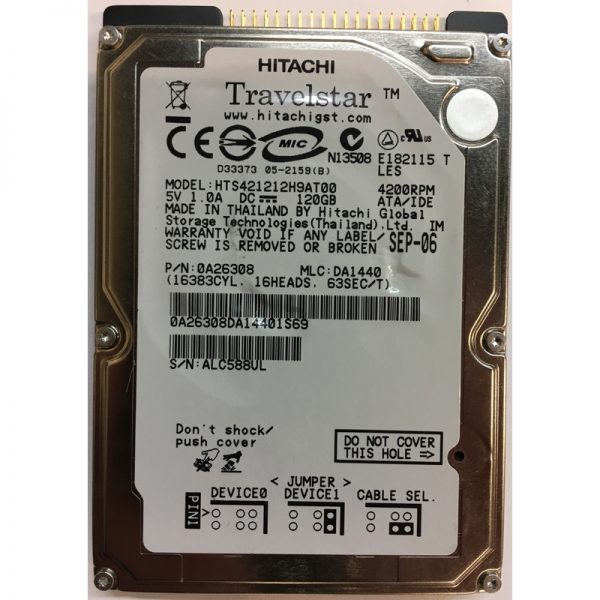 0A26308 - Hitachi 120GB 4200 RPM IDE 2.5" HDD