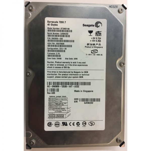 N0806 - Dell 40GB 7200 RPM IDE 3.5" HDD