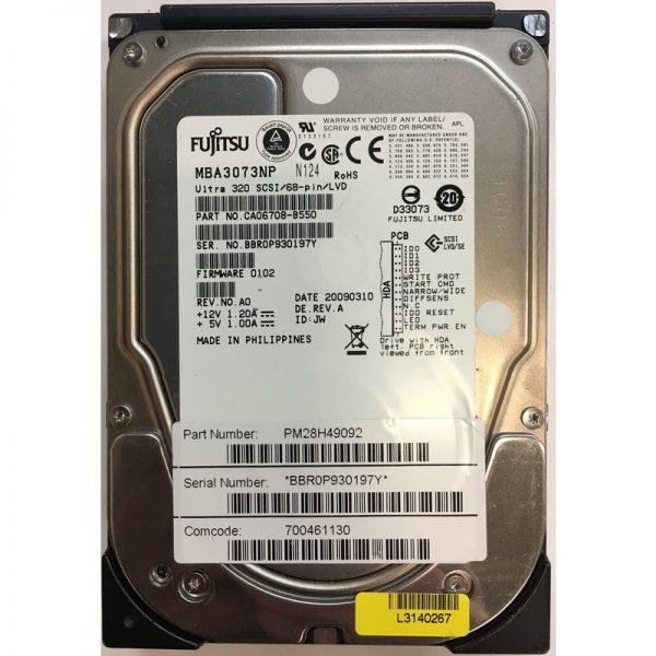 CA06708-B550 - Fujitsu 73GB 15K RPM SCSI 3.5" HDD U320 68 pin