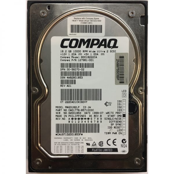 143921-001 - Compaq 18GB 10K RPM SCSI 3.5" HDD 68 pin