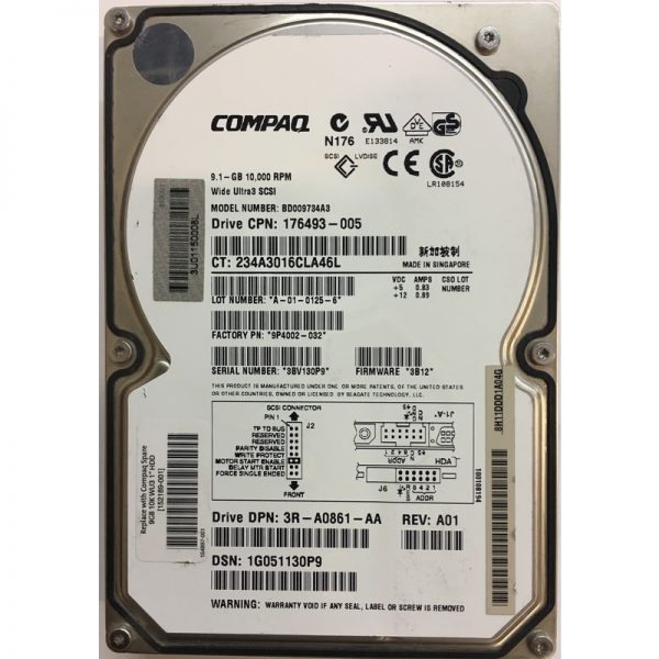 BD009734A3 - Compaq 9GB 10K RPM SCSI 3.5" HDD Ultra 3 68 pin