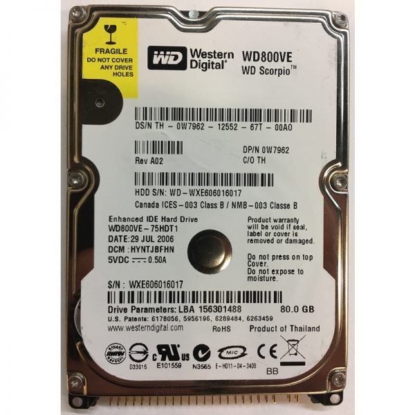 WD800VE-75HDT1 - Western Digital 80GB 5400 RPM IDE 2.5" HDD