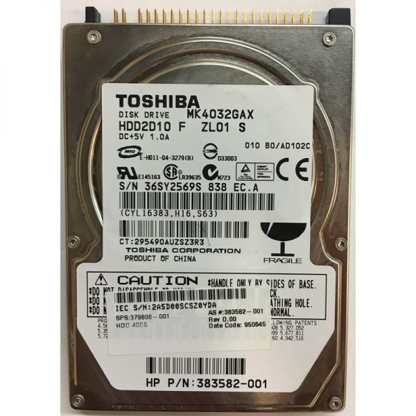 HDD2D10F - Toshiba 40GB 5400 RPM IDE 2.5" HDD