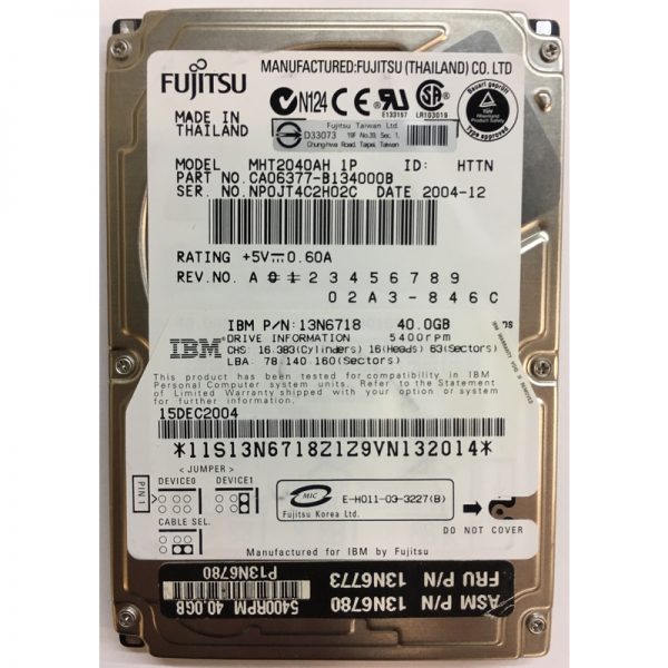 13N6773 - IBM 40GB 5400 RPM IDE  2.5" HDD