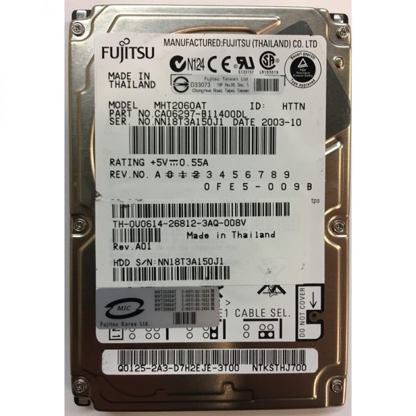 MHT2060AT - Fujitsu 60GB 4200 RPM IDE 2.5" HDD