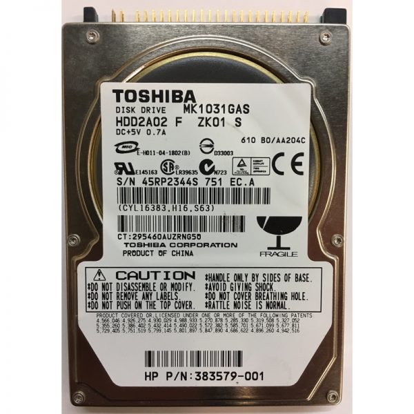 MK1031GAS - Toshiba 100GB 4200 RPM IDE 2.5" HDD