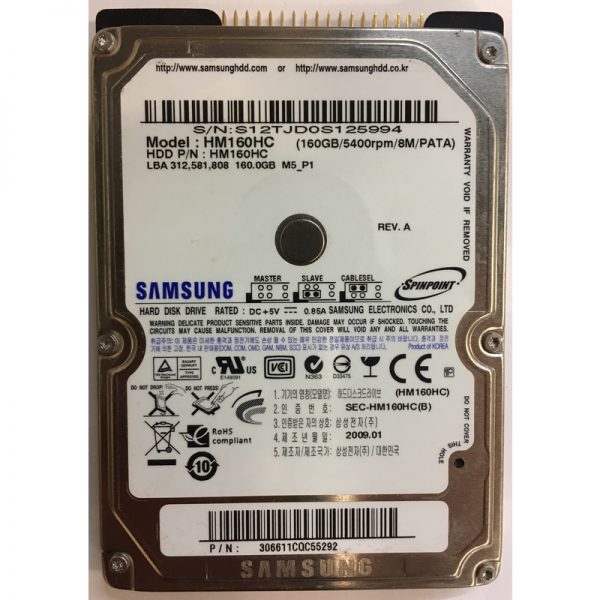 HM160HC - Samsung 160GB 5400 RPM IDE 2.5" HDD