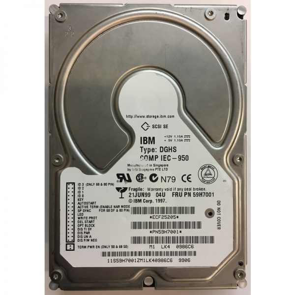 DGHS-IEC-950 - IBM 4GB 5400 RPM SCSI 3.5" HDD 68 pin