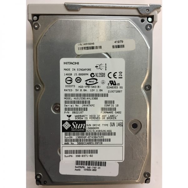 0B22187 - Sun 146GB 15K RPM SAS 3.5" HDD w/ tray