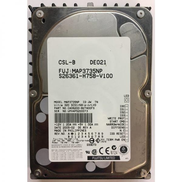 CA06200-B27400FS - Fujitsu 73GB 10K RPM SCSI 3.5" HDD 68 Pin