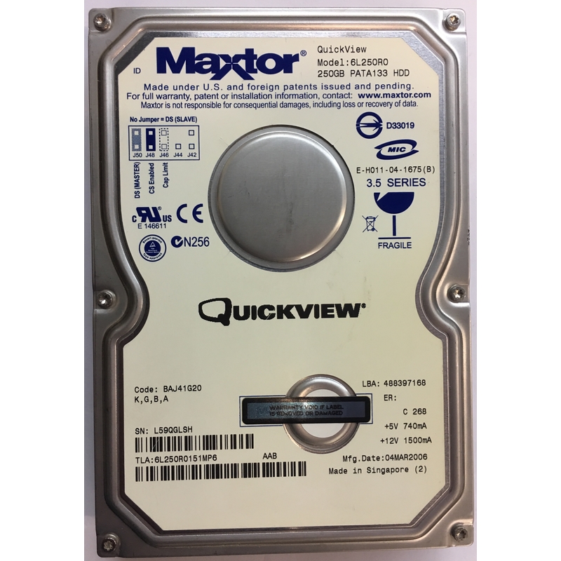 tea intersection Human race 6L250R0 – Maxtor 250GB 7200 RPM IDE 3.5″ HDD – Disk Drive Finder