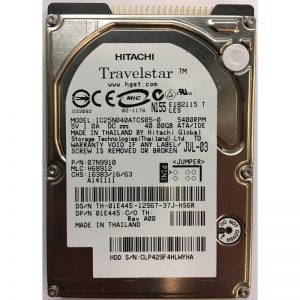 IC25N040ATCS05-0 - Hitachi 40GB 5400 RPM IDE 2.5" HDD