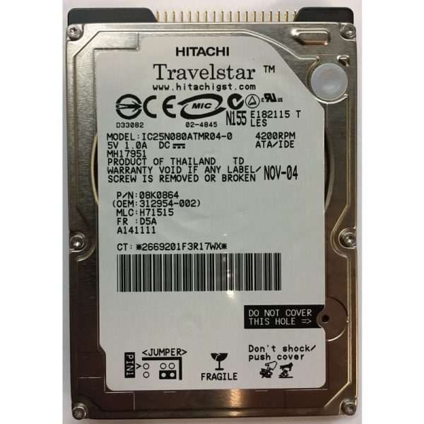 08K0864 - Hitachi 80GB 4200 RPM IDE 2.5" HDD