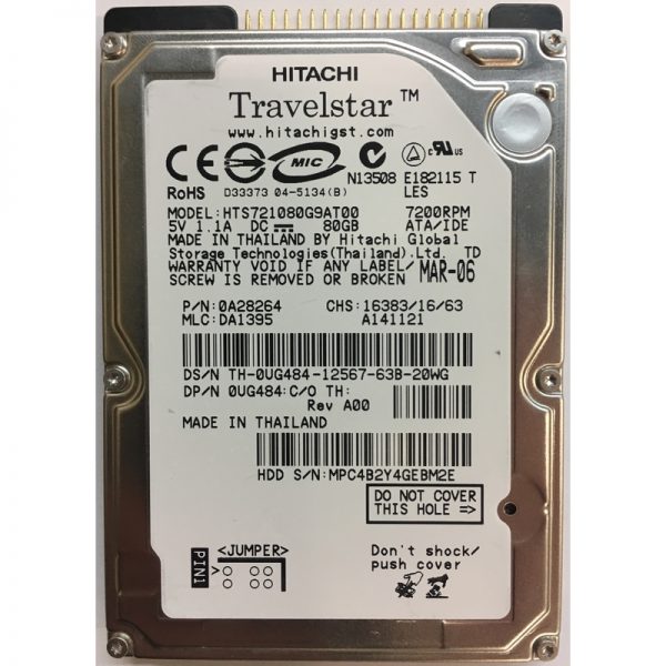 HTS721080G9AT00 - Hitachi 80GB 7200 RPM IDE 2.5" HDD