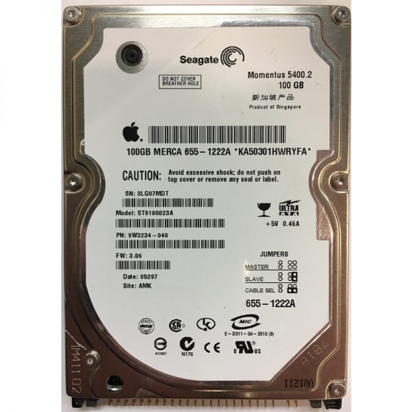 655-1222A - Apple 100GB 5400 RPM IDE 2.5" HDD