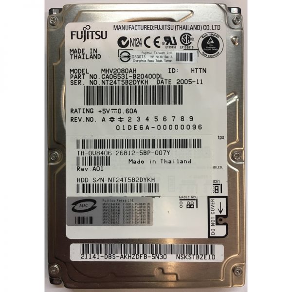 CA06531-B20400DL - Fujitsu 80GB 5400 RPM IDE 2.5" HDD