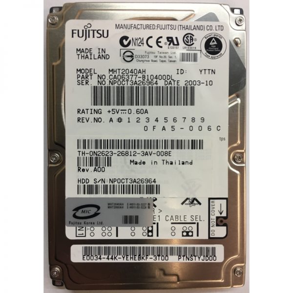 CA06377-B10400DL - Fujitsu 40GB 5400 RPM IDE  2.5" HDD