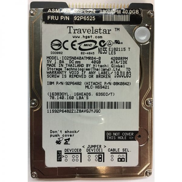 92P6482 - IBM 40GB 4200 RPM IDE 2.5" HDD