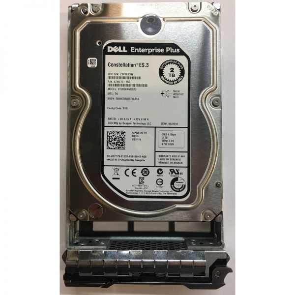 T7F78 - Compellent 2TB 7200 RPM SAS 3.5" HDD w/ tray for PS6100E/XV, PS6100, PS413