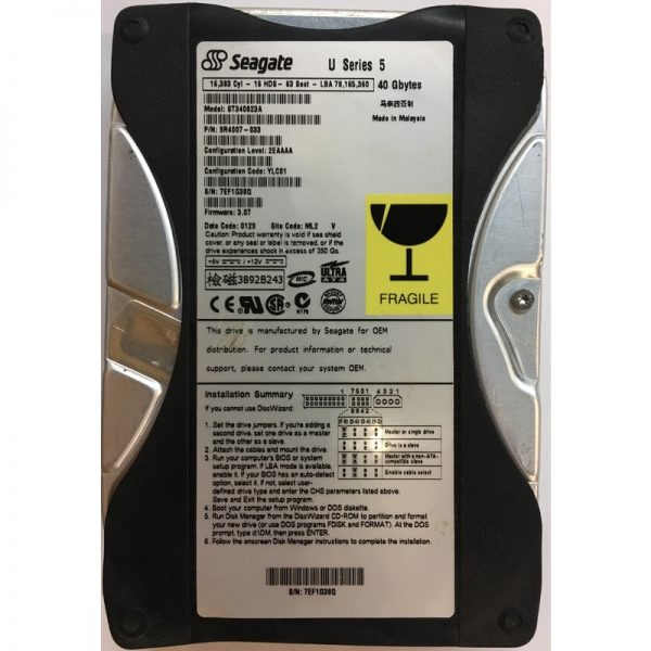 ST340823A - Seagate 40GB 5400 RPM IDE 3.5" HDD