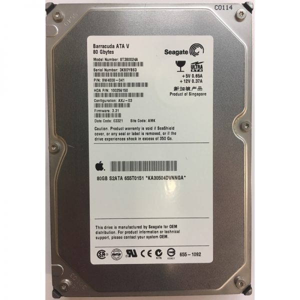 ST380024A - Apple 80GB 7200 RPM IDE 3.5" HDD