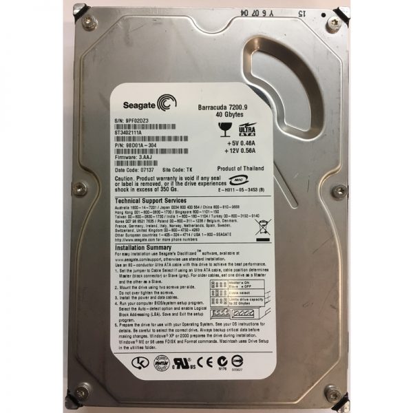 9BD01A-304 - Seagate 40GB 7200 RPM IDE 3.5" HDD