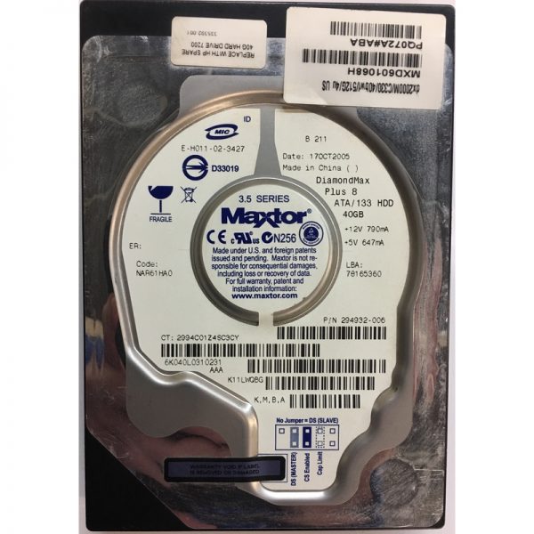 6K040L0310231 - Maxtor 40GB 7200 RPM IDE 3.5" HDD