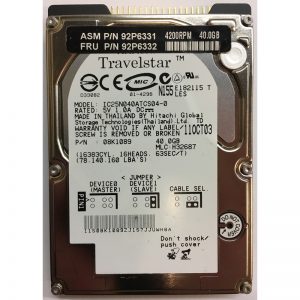 08K1089 - Hitachi 40GB 4200 RPM IDE 2.5" HDD